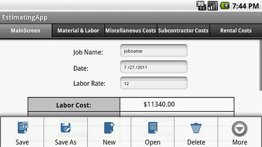 Construction Estimating App