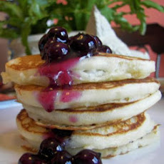 Blueberry Sour Cream Pancakes With Blueberry Sauce