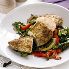 Spiced Chicken with Sautéed Collards and Peppers