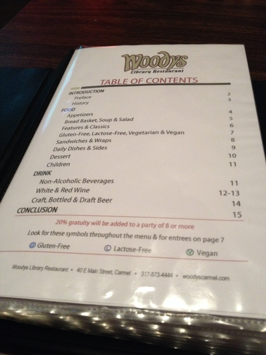 All menu options are labeled if gluten free, lactose free, and/or vegan.