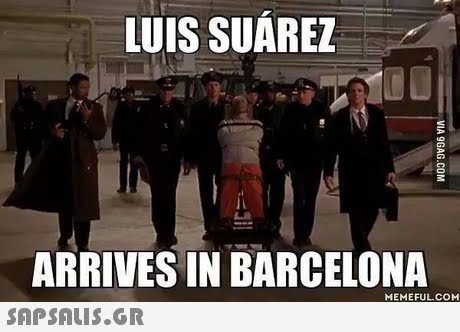 LUIS SUÁREZ ARRIVES IN BARCELONA MEMEFULCOM 