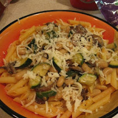 Pasta With Zucchini, Mushrooms and Cannellini Beans in Marinara