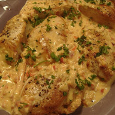 Grilled Chicken Breast with Creamy Red Pepper Sauce