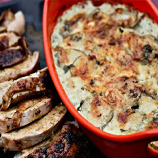Ancho-Rubbed Turkey Breast With Cilantro-Habanero Potato Gratin