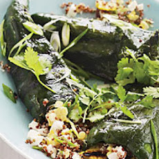 Quinoa-Stuffed Poblanos with Grilled Romesco Sauce
