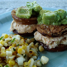 Fried Green Tomato Sandwiches with a Shrimp Spread Filling