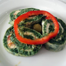 Spinach Roulade With Cream Cheese & Peppers