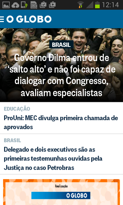 Android application O Globo Notícias screenshort