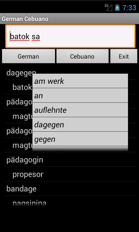 Android application Cebuano German Dictionary screenshort