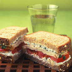 Turkey Sandwich With Herbed Farmer Cheese, Sprouts, and Tomato