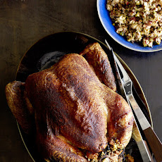 Roasted Capon with Quinoa-Olive Stuffing