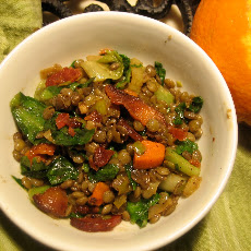 Orange-Scented Lentil Salad with Wilted Escarole