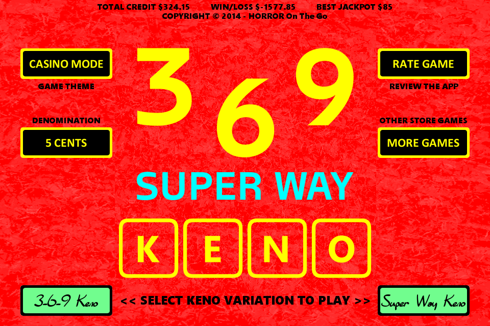 Android application 369 Super Way Keno screenshort
