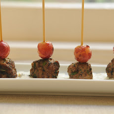 Kefta-Style Meatballs with Grilled Grapes and Yogurt Sauce