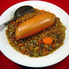 Lentil & Frankfurter Soup in Crock Pot