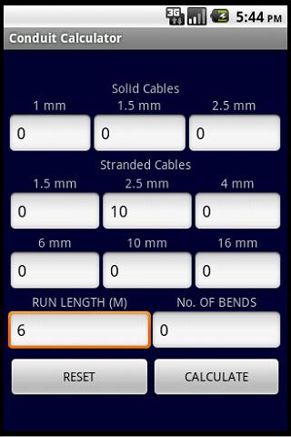 CONDUIT SIZE CALCULATOR BS7671