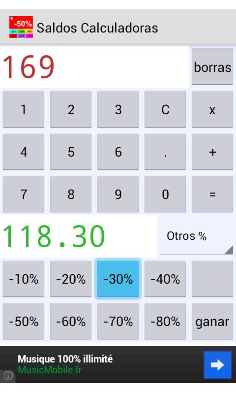 Android application percentage calculator screenshort