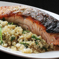Skillet Salmon with Quinoa, Feta and Arugula