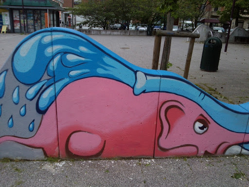 Blue Pink Elephant Wall