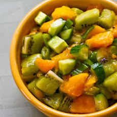 Kiwi, Mango, and Cucumber Salsa with Lime and Jalapeno
