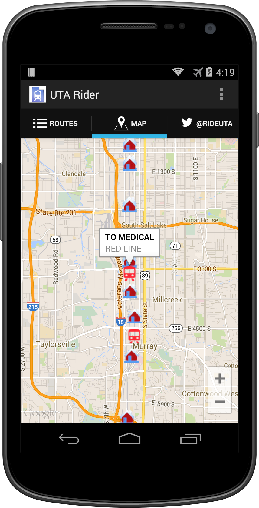 Android application UTA Rider screenshort