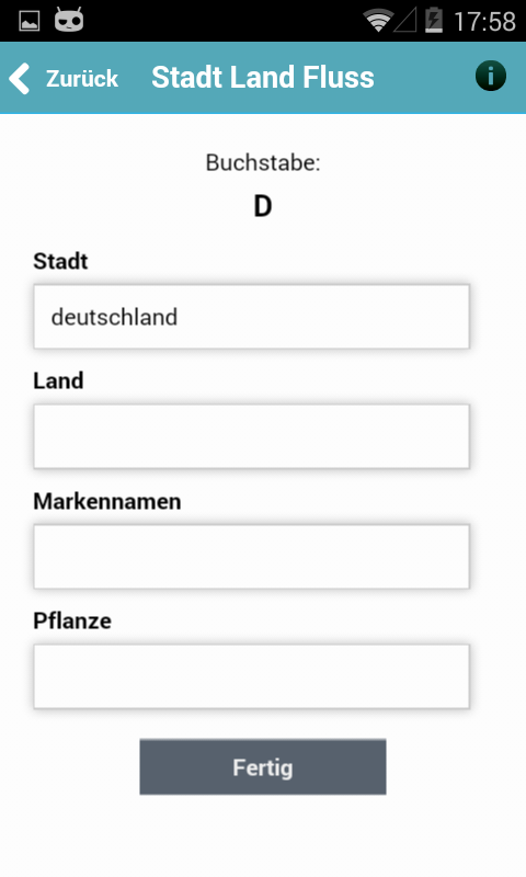 Android application Stadt Land Fluss Duell screenshort