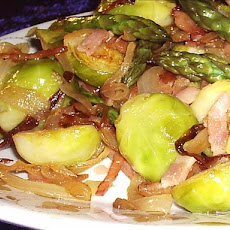Caramelized Onion-(Sometimes Bacon)-And Pecan Brussels Sprouts