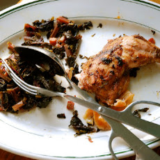 Ramp Jerked Chicken with Roasted Ramps and Kale