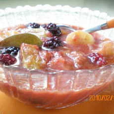 Warm Rhubarb, Red Banana, and Blackberry Salsa
