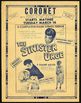 The Sinister Urge (1960, USA) movie poster