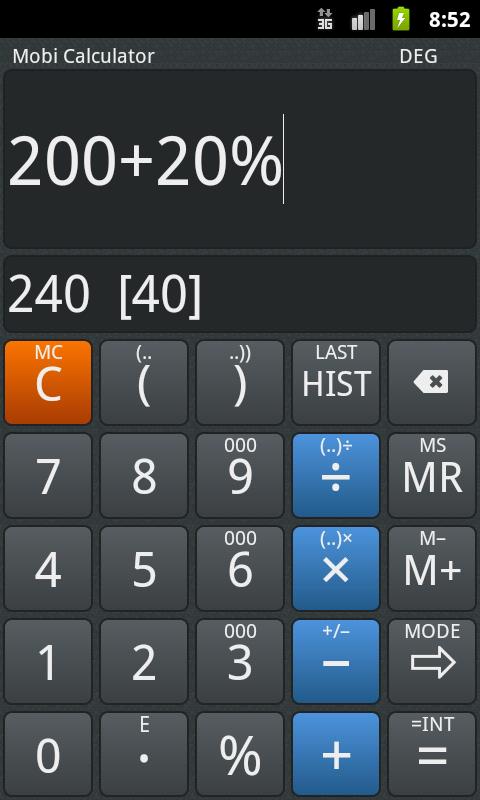 Android application Mobi Calculator PRO screenshort