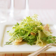 Frisee With Flaked Salmon and Cucumber