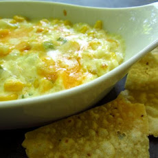Hot Corn Dip With Crispy Tortilla Chips