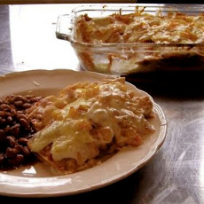 Red and White Chicken Enchiladas