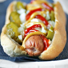 Feisty Mustard Topped Hot Dogs