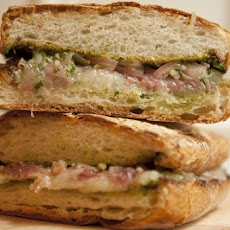 Prosciutto and Fontina Panini with Arugula Pesto