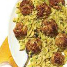 Pork, Apple and Cheddar Meatballs with Egg Noodles