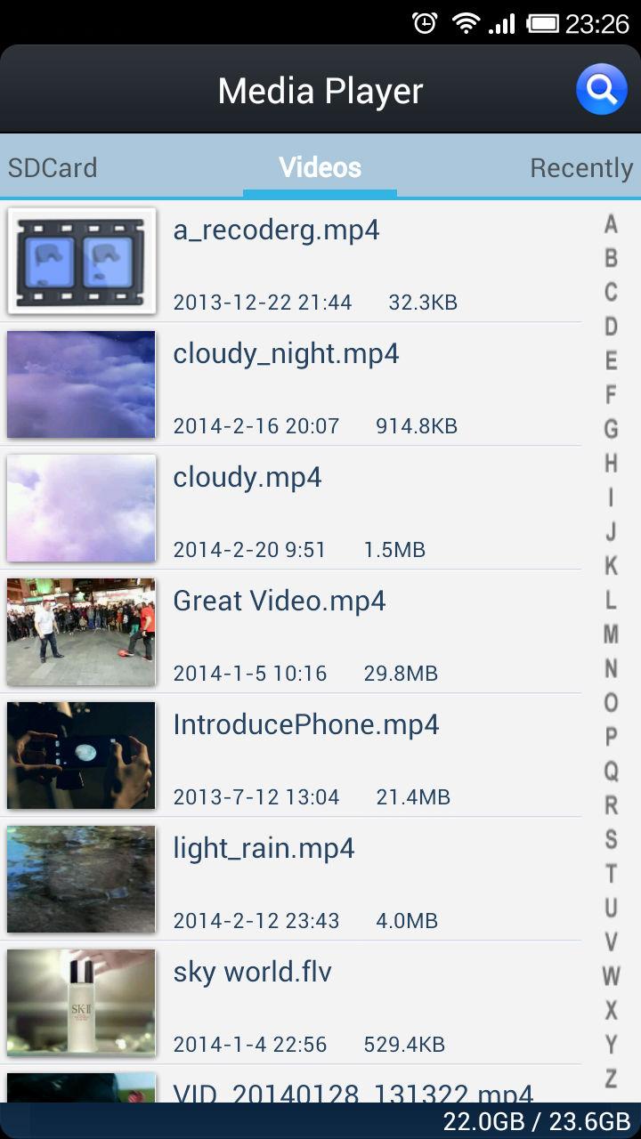 Android application Media Player screenshort
