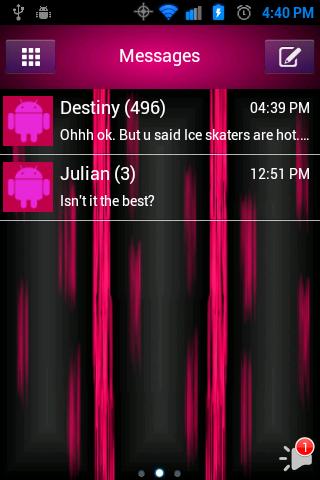 Pink Laser Go sms Pro Theme