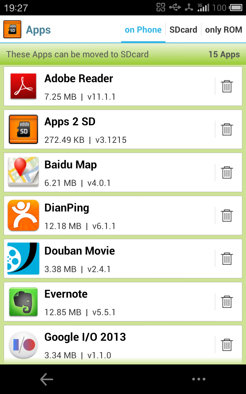 Android application Apps 2 SD (Move app 2 sd) screenshort