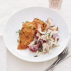 Mustard-Broiled Salmon with New Potato Salad
