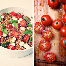 Warm Farro Salad with Cherry Tomatoes, Basil & Feta