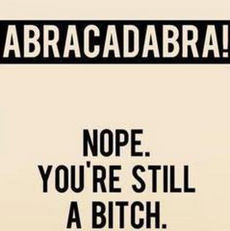ABRACADABRA NOPE. YOU RE STILL A BITCH