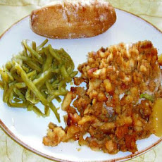 Pork Chops With Glazed Apples and Stuffing