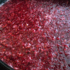 Cranberry Salad in Raspberry Jello with Cream Cheese Topping