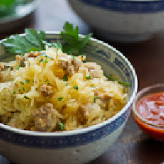 Baked Spaghetti Squash with Sriracha and Turkey