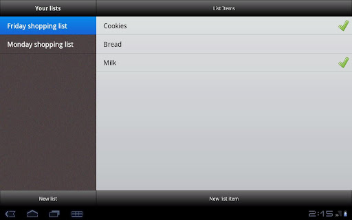 FreeList for Tablets