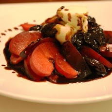 Fresh Plums with Honeyed Mascarpone and Cherry Balsamic Reduction