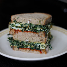 Kale Omelet Sandwich with Harissa and Mayonaise