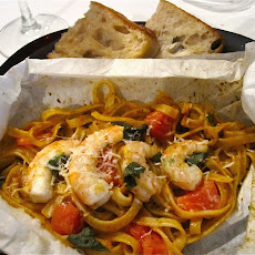 Shrimp & Roasted Tomato Fettucine en Papillote